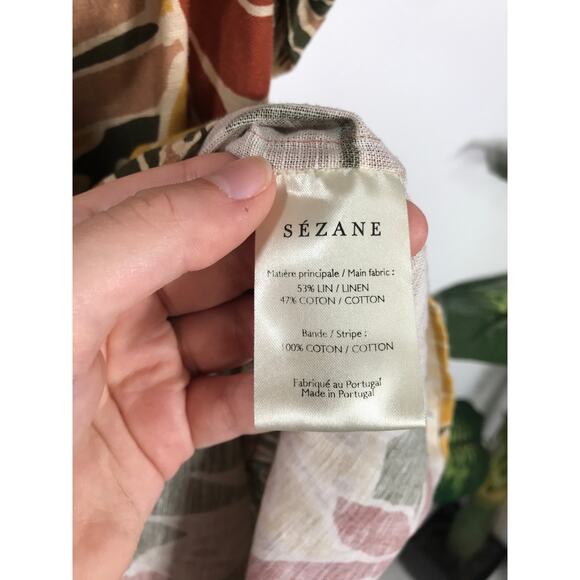 Sezane Filey Linen Sundress Women's 38 Cotton Floral Short Dress Summer Vacation - Picture 9 of 12